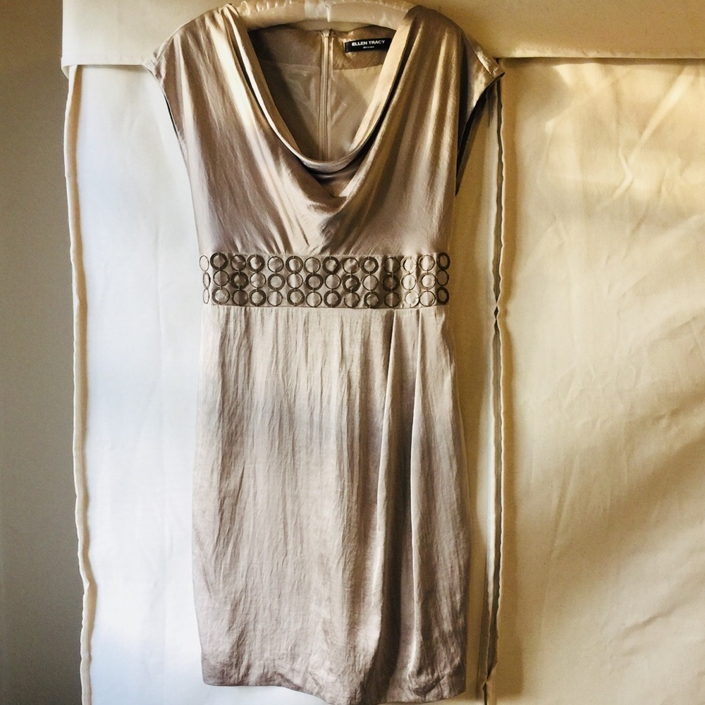Silky Dress w/Brass Detail